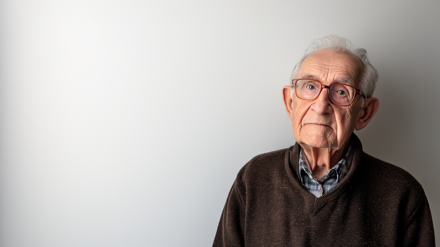 Detailed portrait of an older man with glasses